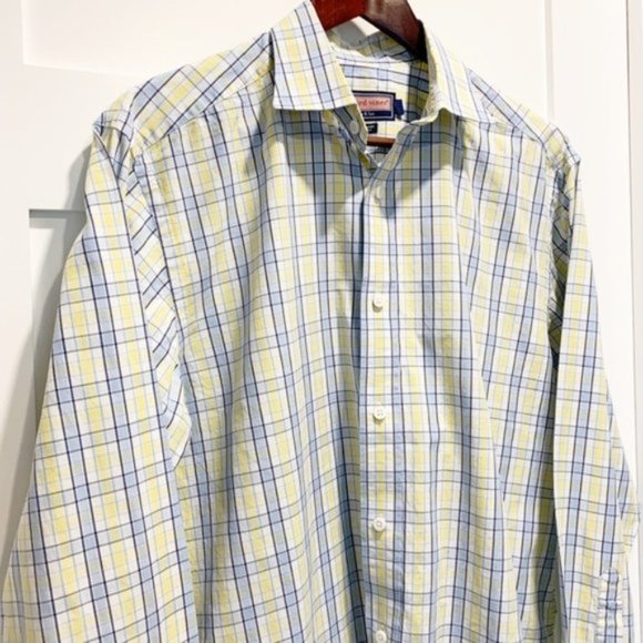 Vineyard Vines Medium M Baron Shirt Blue Yellow Plaid Button Up - Size M - Picture 2 of 8